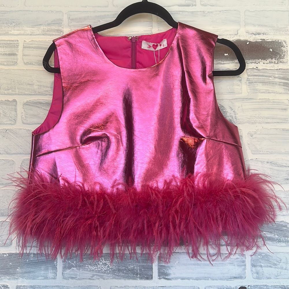 Buddy Love Queenie Pink Feather Top